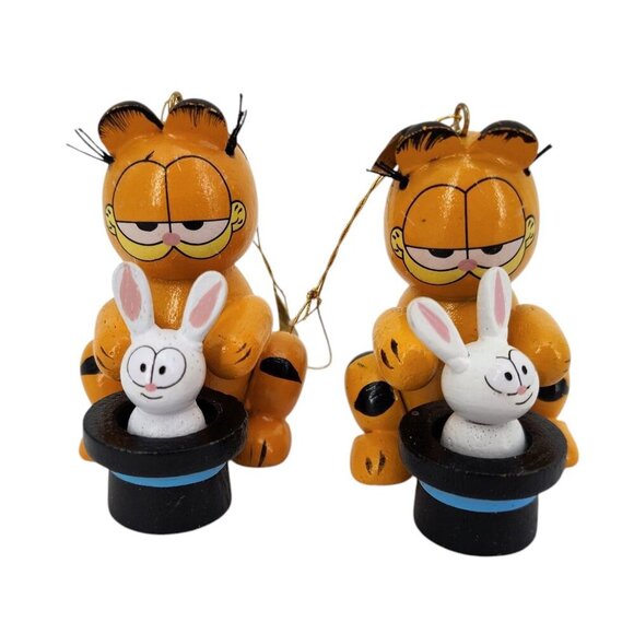 Vintage Dakin Garfield Wooden Easter Ornaments 1981 6pc - Picture 3 of 13